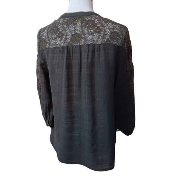 COLDWATER CREEK Peasant Blouse Top S Rustic Crochet Lace Country Prairie Western - Picture 10 of 10